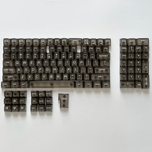 Elacgap 132 Keys Crystal Transparent Keycap Set, CBSA Profile, RGB Mechanical Keyboard PC Material Keycaps (Transparent Black)