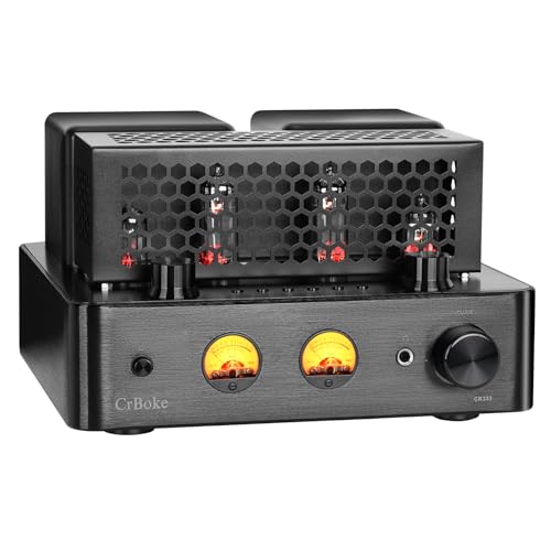 CrBoke Tube Amplifier, Stereo Vacuum Tube Class A/B Amplifier,Integrated Amplifier with Bluetooth 5.0,Subwoofer Output, Headphone Output, Record Player Phono Preamp and USB DAC