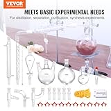 VEVOR Lab Distillation Kit, 3.3 Boro Lab Glassware Distillation Kit with 24, 40 Joint, 1000ml Essential Oil Distillation Apparatus Kit, 29 pcs Set of Glassware Equipment