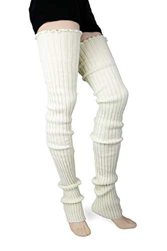 Foot Traffic Women's Cable-Knit Leg Warmers (Ivory, Super Long)