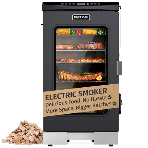 EAST OAK 30" Electric Smoker, Outdoor Smoker with Glass Door and Meat Thermometer, 725 Sq Inches of Cooking with Remote, 4 Detachable Racks Smoker Grill for Party, Home BBQ, Night Blue