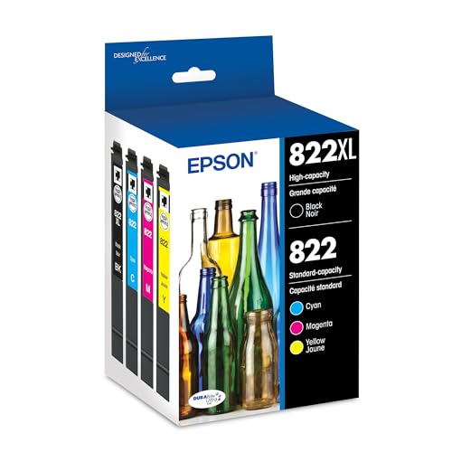 EPSON 822 DURABrite Ultra Ink High Capacity Black & Standard Color Cartridge Combo Pack (T822XL-BCS) Works with WorkForce Pro WF-3820, WF-3823, WF-4820, WF-4830, WF-4833, WF-4834