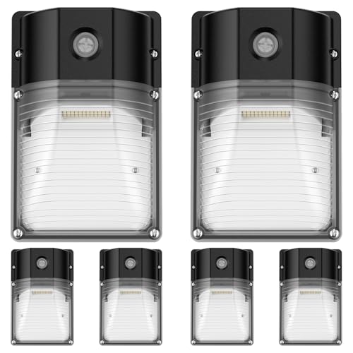 JC-LGL 30W LED Wall Pack Light with Dusk to Dawn Sensor, 3600LM, 5000K Daylight, 120Vac Led Porch Lights, IP65 Waterproof Outdoor Security Lighting for Garage Warehouse Garden, ETL Certified, 6 Pack