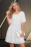 MAYSTEPPE Sparkly Glitter Dress, Sequin Babydoll Summer Dress Short Flowy Tiered Tunic Dress for Women Party Club Night(Silver)