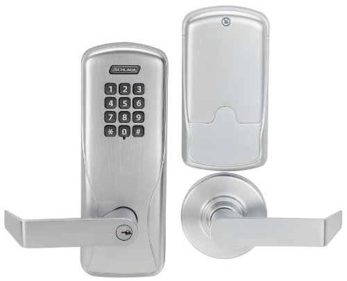 SCHLAGE - CO100CY70KPRHO626 Schlage CO Series Class 100 Offline Electronic Lock, Cylindrical Chassis, Classroom/Storeroom Function, Keypad, Rhodes Lever, Satin Chrome Finish (CO-100 CY70 KP RHO 626)