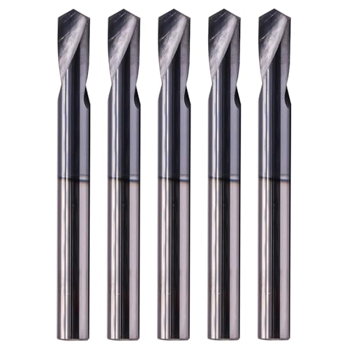 Solid Carbide Spotting Drill(5Pcs, 1/4" Spot Drill) - AlTiN Coated, 2 Flute, 120 Degree, 1/4" Shank Dia, 3/4" Flute Length, 2-1/2" Overall Length for Milling Alloy Steel, Hardened Steel, Iron, Copper
