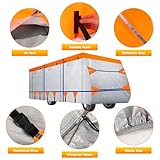 Chapou 300D Oxford Travel Trailer RV Cover 28-31 ft Tearproof Waterproof Windproof Camper Cover RV Motorhome Tarp Anti-UV Snowproof with Storage Bag Windproof Straps Tire Covers Repair Patch Kit