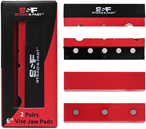 S&F STEAD & FAST 6" Soft Jaws for Bench Vise, 2-Pair Vise Jaw Pads, Strongly Magnetic Vice Pads for Clamping Woodworking Metal Plastic…