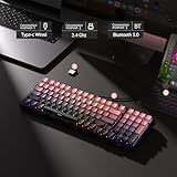 MageGee LIGHT100 Wireless Creamy Keyboard, 96% Gasket Hot Swappable Mechanical Keyboard, 2.4G/USB-C/BT5.0 RGB Backlit Gaming Keyboard for Win/Mac/PC, 8000mAh Battery, Side Printed PBT Keycaps, Pink