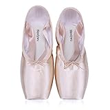 WENDYWU Professional Ballet Pointe Shoes for Kids Girl and Ladies Pink PU Soled Ballet Pointe Dance Shoes with Toe Pads (Pink,13C)