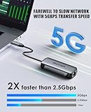 WAVLINK 5Gbps USB C to Ethernet Adapter, 5000Mbps USB-C to RJ45 Network Converter, Aluminum Case for Windows, Mac OS, iPad OS and More, RTL8157 Chipset, (5Gbps Need Type-C > 3.2)