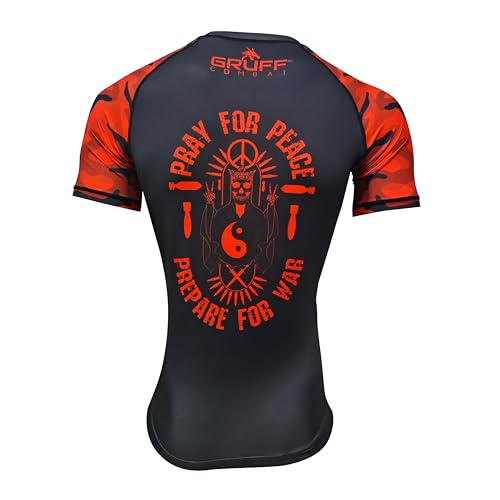 Gruff Combat BJJ Rash Guards Grappling MMA Jiu Jitsu No Gi UFC Shirt Fight Wear, Short Sleeves