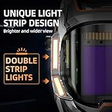 ANDELI Welding Helmet with 4 LED Light, Panoramic Large Viewing Screen 3.94"X3.74" True Color Auto Darkening Welding Helmet, 4 Arc Sensor Wide Shade 4/5-9/9-13 Welder Mask Type-C Charging