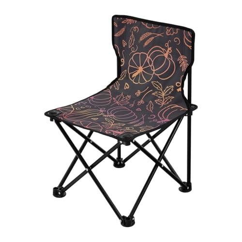 Pumpkin Halloween Simple Line Folding Ultralight Camp Chair - Ultra Lightweight Backpacking Chair with Carry Bag, Ideal for Ice Fishing, Concerts, Camping, and Outdoor Activities