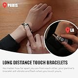 TOTWOO Touch Bracelets for Couples, Vibration & Light up for Love Couples(Silver+Silver) Long Distance Relationship Gifts for Girlfriend Bluetooth Pairing Jewelry