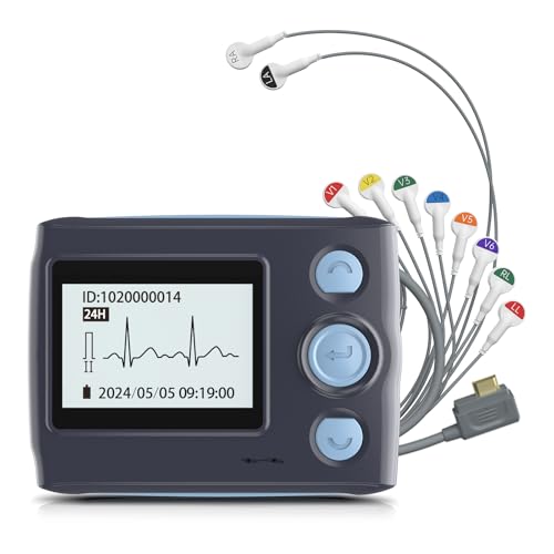 Livenpace Portable 12-Lead Heart Monitor with AI Analysis for Home Use, 24 Hours Recording, Stand-Alone Machine with LCD Screen, Software Compatible with Mac & Windows, TH12