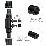 1/2 to 1/4 Drip Irrigation Fittings,4-Ways Barbed Tee 1/2 inch Drip Irrigation Tubing (1/2" ID x0.6-0.63" OD) 16mm to 1/4 inch Irrigation Tube Fitting Anti-Drop Barbed Connectors,12Pcs