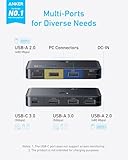 Anker USB 3.0 Switch, Easy One-Click Switch for 2 Laptops, USB-A Cable with 2-in-1 Connectors, Share 3 USB 3.0 Ports, 5Gbps High-Speed Data Transfer for Laptop or Desktop, Keyboard, Mouse, and More