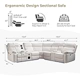 Power Sectional with Recliners,Bass Speakers,Ambient Floor Lighting,Faux Leather Reclining Sectionals Sofa for Living Room L Shape Couch with USB Port,Cup Holder, Storage Console,2 Recliner Seat,White