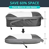 NICOSHOW 6 Set Compression Packing Cubes, Packing Cubes for Travel Compression, Compressible Packing Cubes Travel Essentials, Packing Organizers for Carry-on Luggage Suitcase, Grey