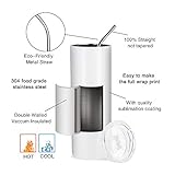 PYD Life 10 Pack Sublimation Tumblers Bulk Blank 20 OZ Skinny White Stainless Steel Tumbler Cups with Straw and Lid for Mug Tumbler Heat Press Sublimation Oven Printing