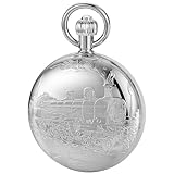 Vintage Silver Train London Design Hand Winding Mechanical Pocket Watch Mens Watches