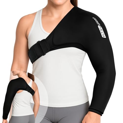 ComfiTECH Shoulder Arm Ice Pack Wrap for Pitchers, Ice Arm Sleeve for Volleyball Player, Athlete, Flexible Cold Application for Throwing Recovery, Elbow Joint and Muscle Relaxation & Daily Use, Medium