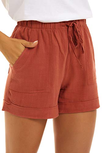 NEYOUQE high Waisted Paper Bag Aesthetic Shorts Match Baggy Jeans for Teen Girls Trendy Soft Girl Aesthetic Trendy Clothes Shorts for Teens Match Cute Jeans Tops for Women Casual Shorts Orange M