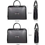 Blofinche Genuine Leather laptop Briefcase: Messenger shoulder bag 15 16 inch men macbook case women work satchel designer handbag Black