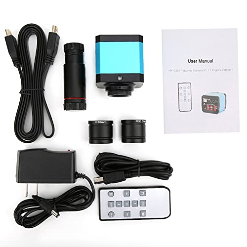 37MP 1080P 60FPS USB Microscope Camera with Conversion Adapter, 100-240V Video Industry Digital C Mount Microscope Camera (US Plug)