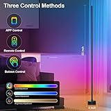 Miortior Corner Floor Lamp, 2 Pack LED Corner Lamp with App/Remote/Button Control, Smart RGB Floor Lamp with 16 Million DIY Colors & 68+ Scene, Music Sync for Living Room, Bedroom, Gaming Room