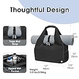 sportsnew Yoga Gym Bags for Women with Shoes Compartment and Wet Dry Storage Pockets with Adjustable Yoga Mat Holder, Black