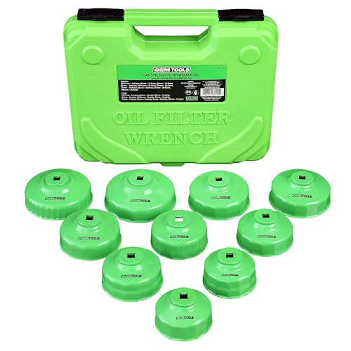 OEMTOOLS 87151 10-Piece Oil Filter Wrench Set, Oil Filter Removal Set Fits 3/8" Ratchet for Efficient Oil Filter Removal, Non-Slip Oil Filter Cup Set Grip, Rust-Resistant