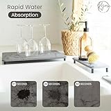 Stone Drying Mat for Kitchen Counter w/ Stone Drying Tray - 15.7" x 11.8" Quick Dry Stone Dish Drying Mat w/ 8 Screw Legs - Diatomaceous Water Absorbing Stone Tray for Sink - Drying Stone for Kitchen