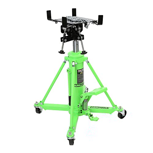 OEMTOOLS 26842 Transmission Jack, 1 Ton 2 Stage Telescoping High Lift, 37.5-76 Inch Height, Quick Assembly, Stable Hydraulic System, Heavy-Duty Construction