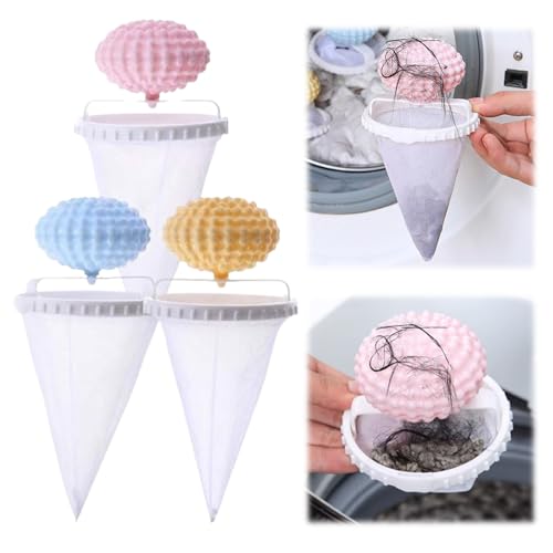 Pet Hair Remover for Laundry, Dog Hair Remover for Laundry, Laundry pet Hair Catcher, Floating Hair Filtering mesh Removal-Pack of 3(Pink+Yellow+Blue)