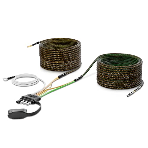 Oyviny 4 Pin 5 Wire Trailer Wiring Harness - 50FT for Rewiring Both-Side Taillights, Pure Copper Wish-Bond Trailer Light Kit With Nylon Net Tube Protection, 4 Way Flat 5 Wire Plug