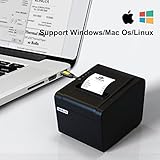 Rongta POS Printer, 80mm USB Thermal Receipt Printer, Restaurant Kitchen Printer with Auto Cutter Support Cash Drawer,USB Serial Ethernet Interface for Windows/Mac/Linux,Do Not Square (RP326)