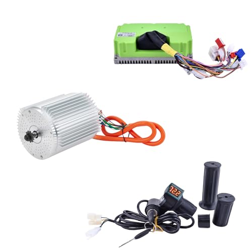 Electric DC Motor 72V 3000W Motor Kit with 48V-72V Brushless Controller and Half Twist Throttle for Go-Carts Programmable Brushless Controller with Temperature Sensing Function (72V 3000W)