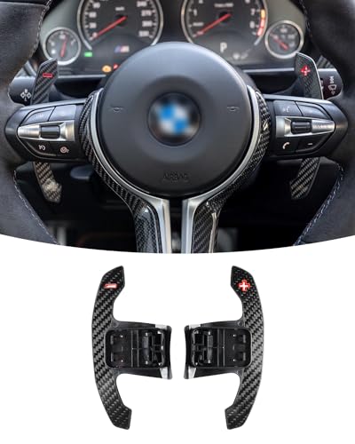 SHSBSCAR Red Carbon Fiber Paddle Shifter Extensions for BMW F02, F06, F11, F12, F15, F20, F21, F23, F26, F30, F31, F34, F36, F80, F82, M3, M4, M5, M6, X6 | Steering Wheel Extensions