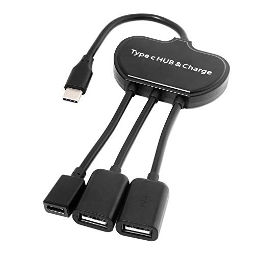 axGear USB-C OTG Cable Dual Ports USB Hub with Type-C Power Charging Port