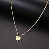 CACANA Simple Heart Chain Necklace Fashion Stainless Steel Jewelry For Women Chokers Accessories Girlfriend Party Birthday Gifts (Metal Color: Gold, Length: 45cm)