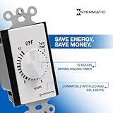 Intermatic SW12HWK 12-Hour Spring Wound Timer, White - Energy Efficient Control for Lighting and Appliances - No Electricity Needed, Easy Installation for Homes and Offices