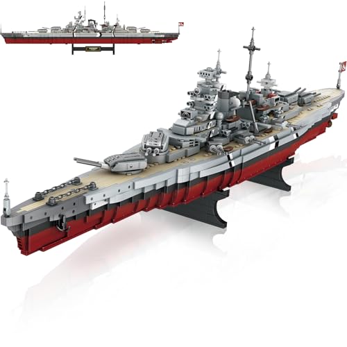 NUTCRACKER Battleship Bismarck Building Block Set - Large MOC Military World-Bismarck Class Battleship Model, Collectible Display Battle Ship Boat Toys Sets for Adults Teens Boys 14+ (2081Pieces)