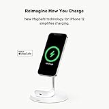 Belkin MagSafe 2-in-1 Wireless Charging Stand for Apple iPhone 16, iPhone 15, iPhone 14, & iPhone 13 Series & AirPods - MagSafe Fast Charging Station for Multiple Devices - White