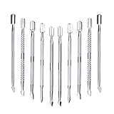 10Pcs Cuticle Pusher Remover and Cutter, Creatiee Double Ended Stainless Steel Cuticle Cleaner Nail Gel Polish Removal, Manicure Pedicure Nail Tools for Fingernails Toenails - Professional & Durable