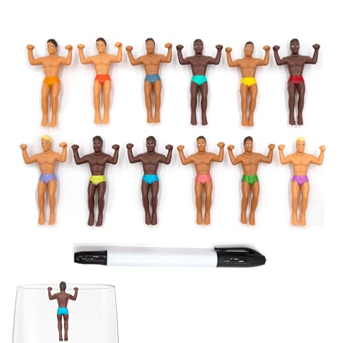 NPW Drinking Buddies Party Edition Drink Markers, Customizable Wine Glass Charms includes Fine Tip Pen- Bachelorette, Girls' Nights, Family Get Together & More, Novelty Gifts (12 Count)