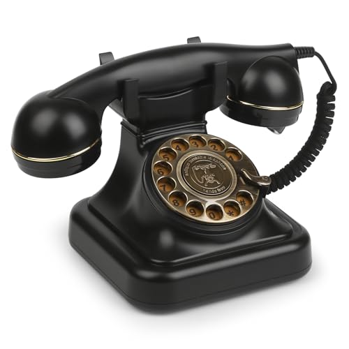 Sangyn Retro Rotary Phones for Landline, Classic Corded Desk Phone, Vintage Old Fashioned Rotary Telephone with Ringer Off & Redial Function for Home House
