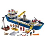 LEGO City Ocean Exploration Ship 60266, Toy Exploration Vessel, Mini Helicopter, Submarine, Shipwreck with Treasure, Lifeboat, Stingray, Shark, Plus 8 Minifigures (745 Pieces)