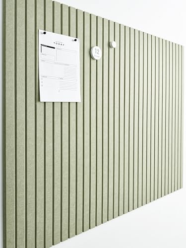 VIVELDA Large Cork Boards for Walls Black Felt Board Alternative - Slat Wall Paneling, Felt Bulletin Board Tiles for Office Decor, Push pin Board Office Wall Organizer -12-Pack (Sage)